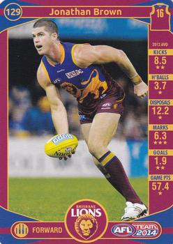 2014 Team Zone AFL Team #129 Jonathan Brown Front